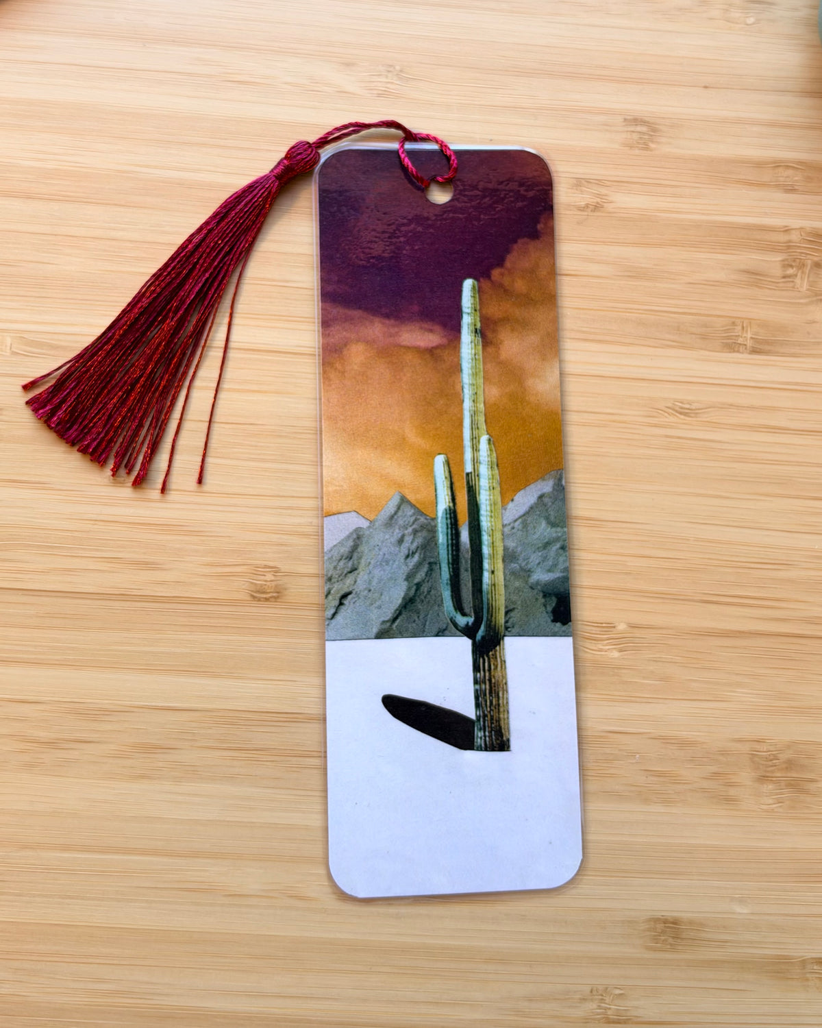 Collage art bookmark with tassel