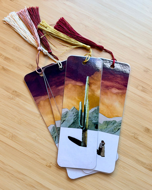 Collage art bookmark with tassel