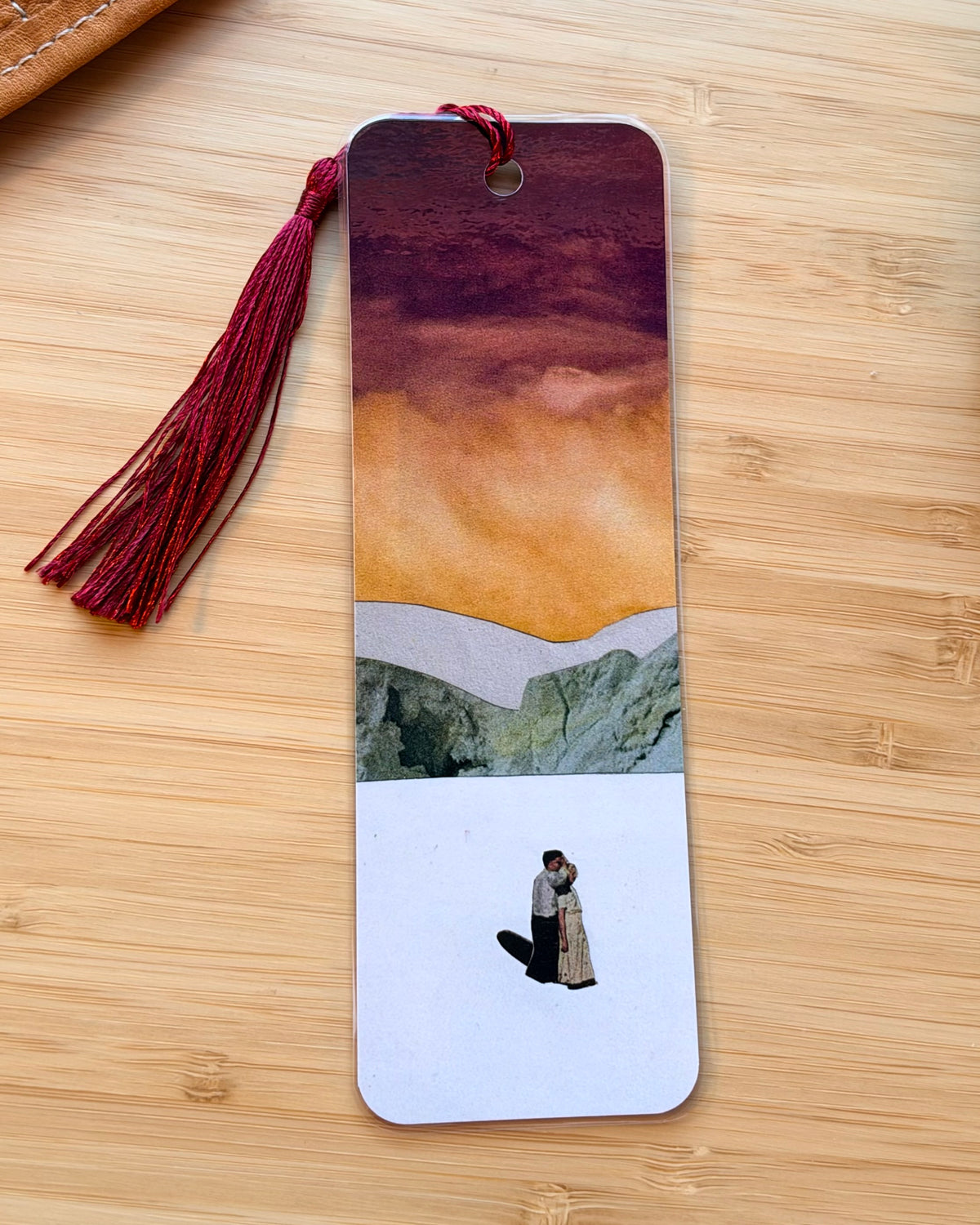 Collage art bookmark with tassel