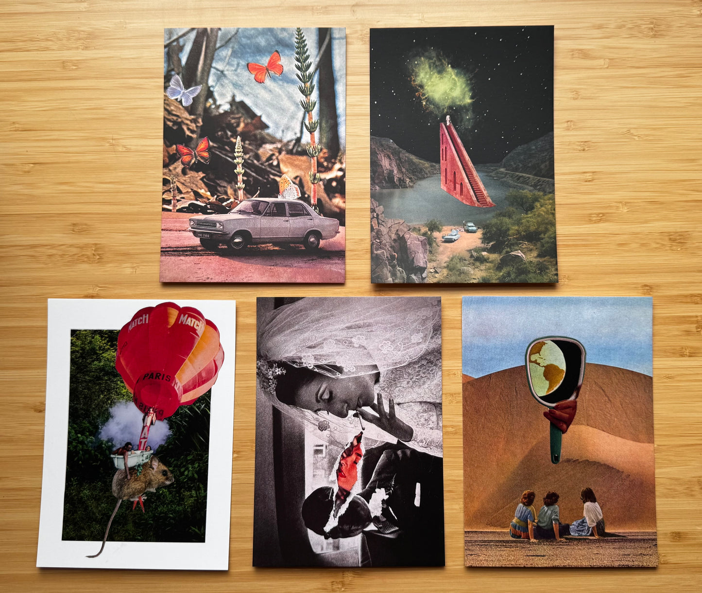 Medium collage art postcard - multiple designs